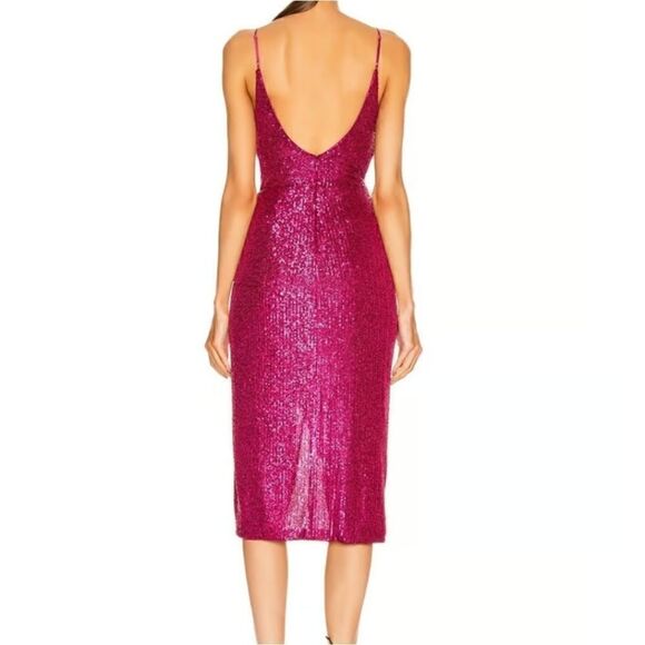 Jonathan Simkhai Magenta Small Sequin Wrap Cami Dress, NWOT, Sz. 0 - Picture 4 of 4